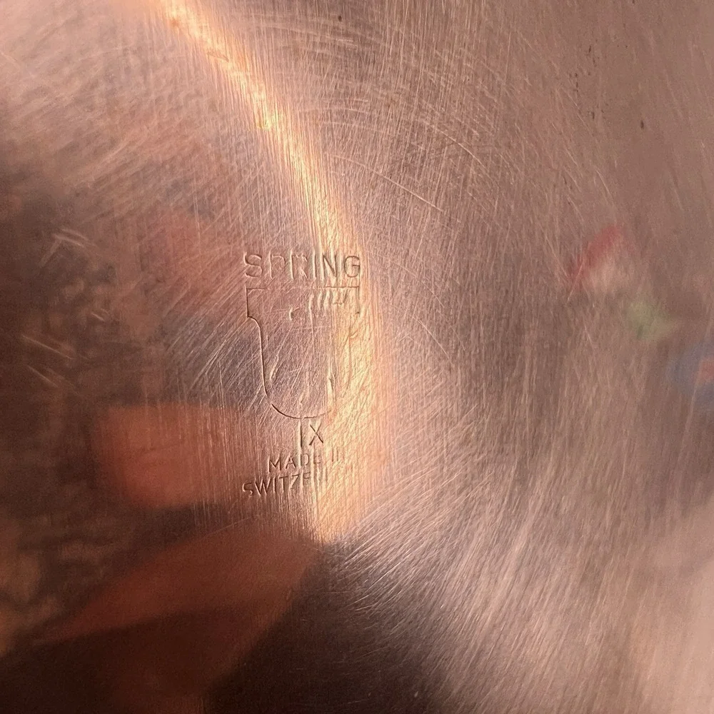 Spring Antique Copper Pan Fry Saute Switzerland 9.5